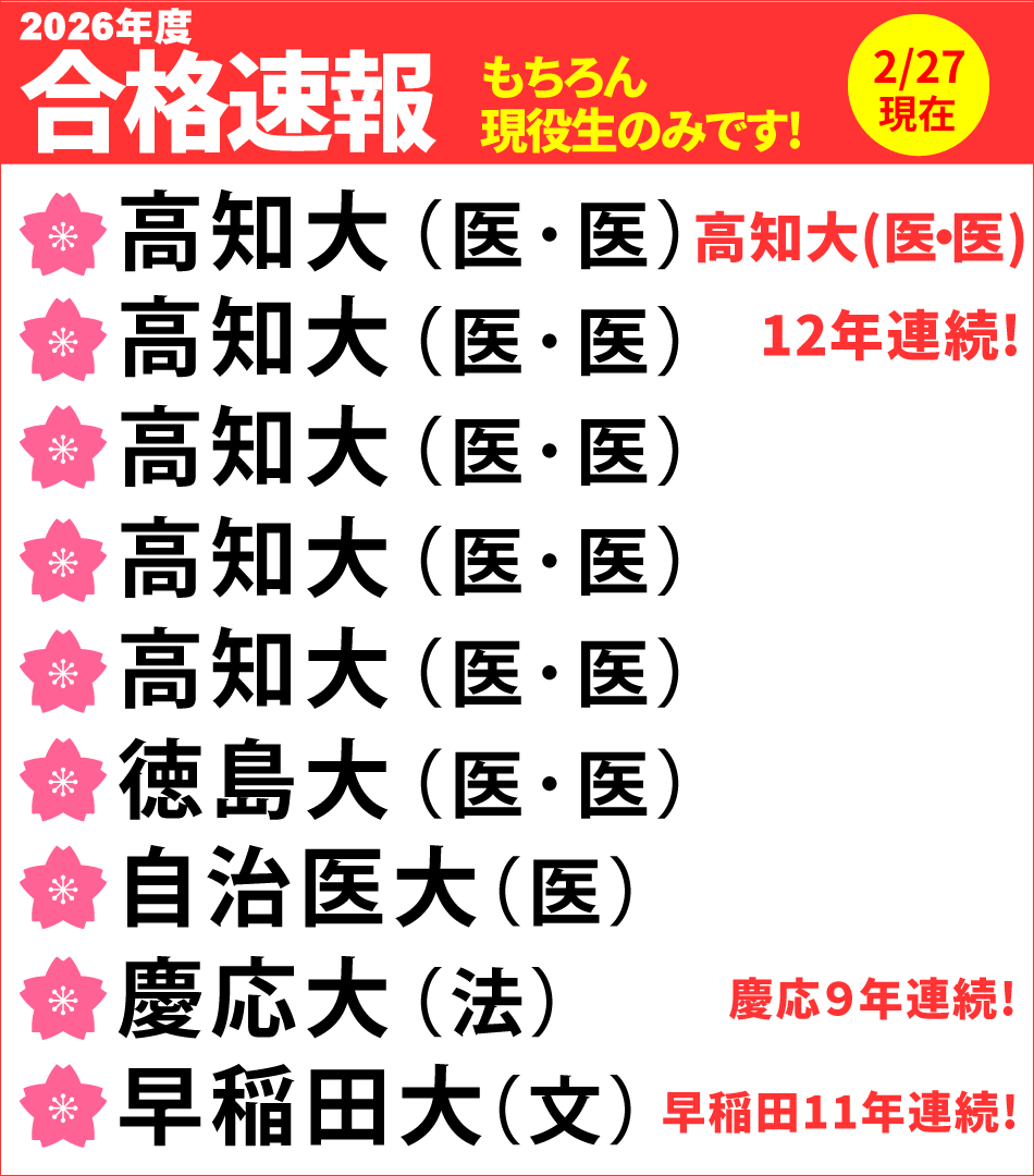 2026年度合格速報(2/27現在)